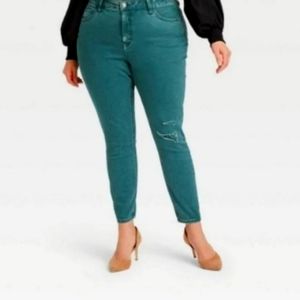 Ava & Viv High Waisted Distressed Green Jeans